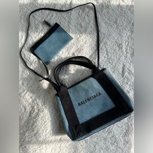 Balenciaga Denim Blue and Black Tote Set